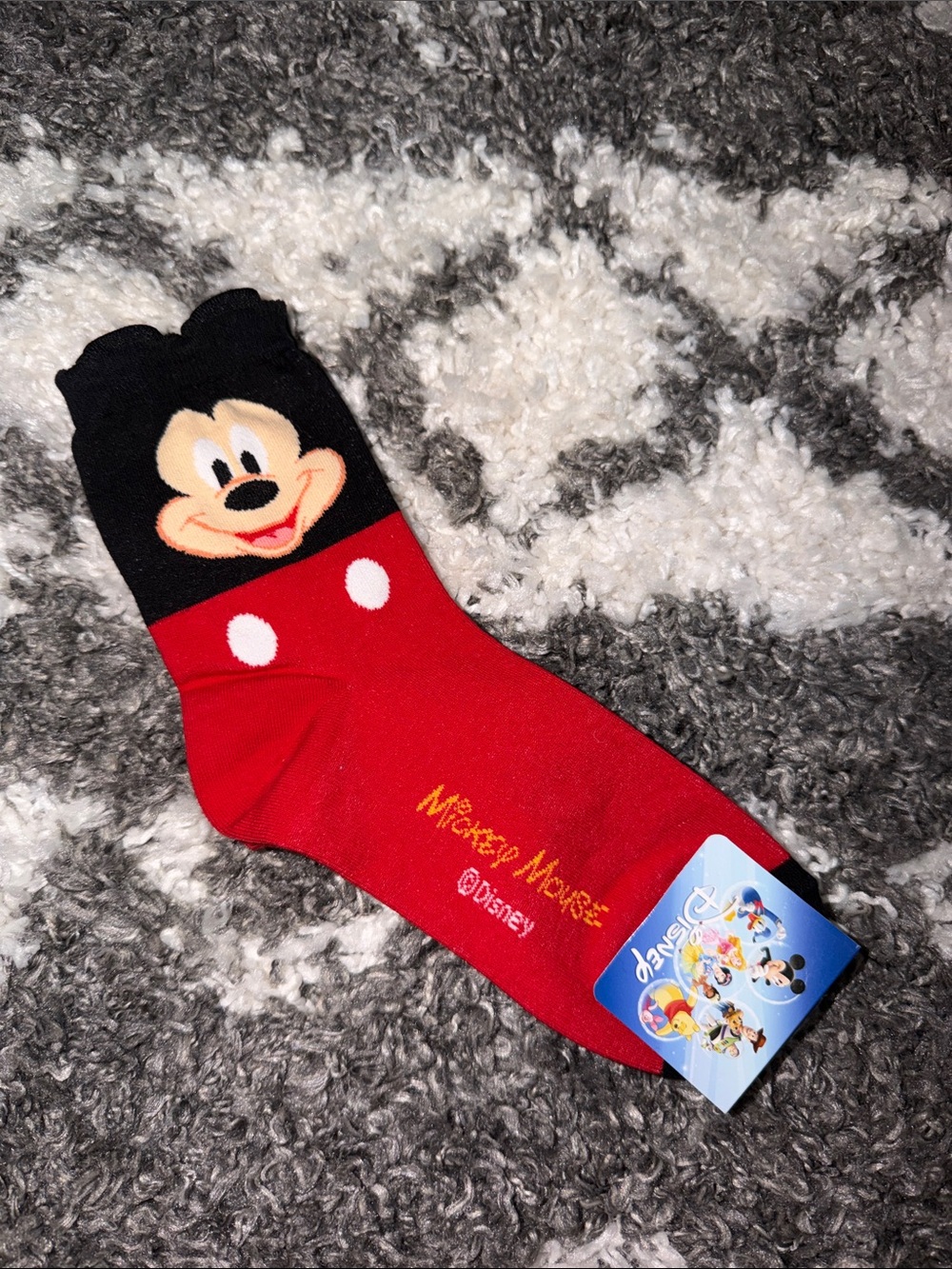 NWT Mickey Mouse Red and Black Crew Socks